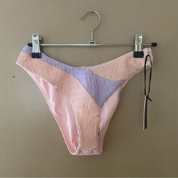 Lovers + Friends Catcha Wave bikini bottom high cut pink blue cheeky Revolve XS - Picture 7 of 7